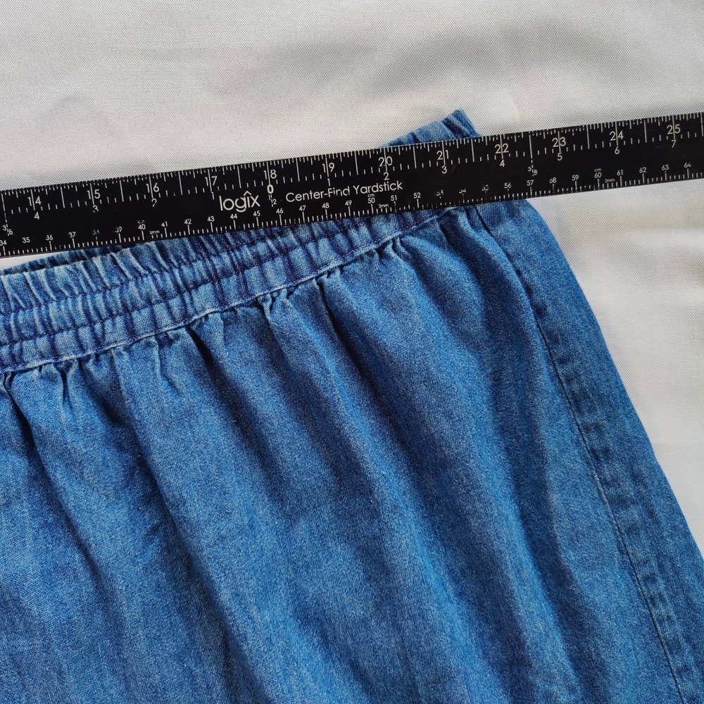 Vintage Access 90s Denim Tiered Maxi Skirt Western Cottagecore Large Medium Wash - Picture 6 of 8